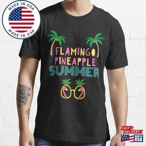 Summer Patterns With Flamingos And Pineapples Essential T-Shirt Classic